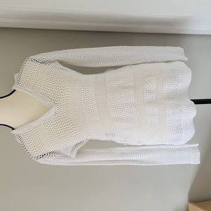 Tommy Bahama white loosely woven hooded sweater, size small